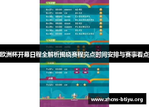 欧洲杯开幕日程全解析揭晓赛程亮点时间安排与赛事看点