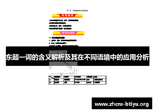 东超一词的含义解析及其在不同语境中的应用分析 东超一词的含义解析及其在不同语境中的应用分析